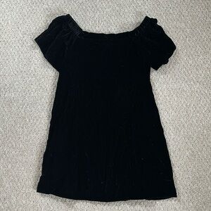 LOFT Black Velvet Off the Shoulder Dress XS